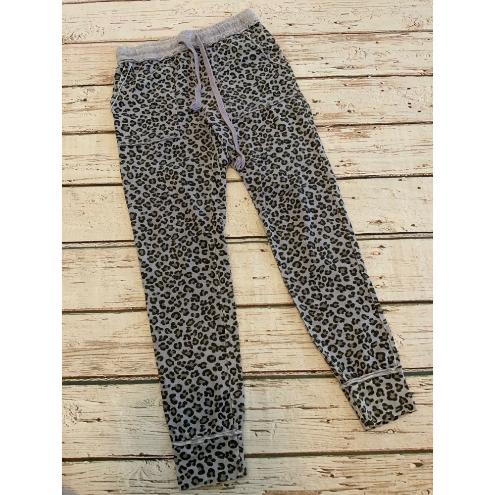 Maronie Womens Leopard Print Joggers Purple Grey Animal Print Sweatpants Small
